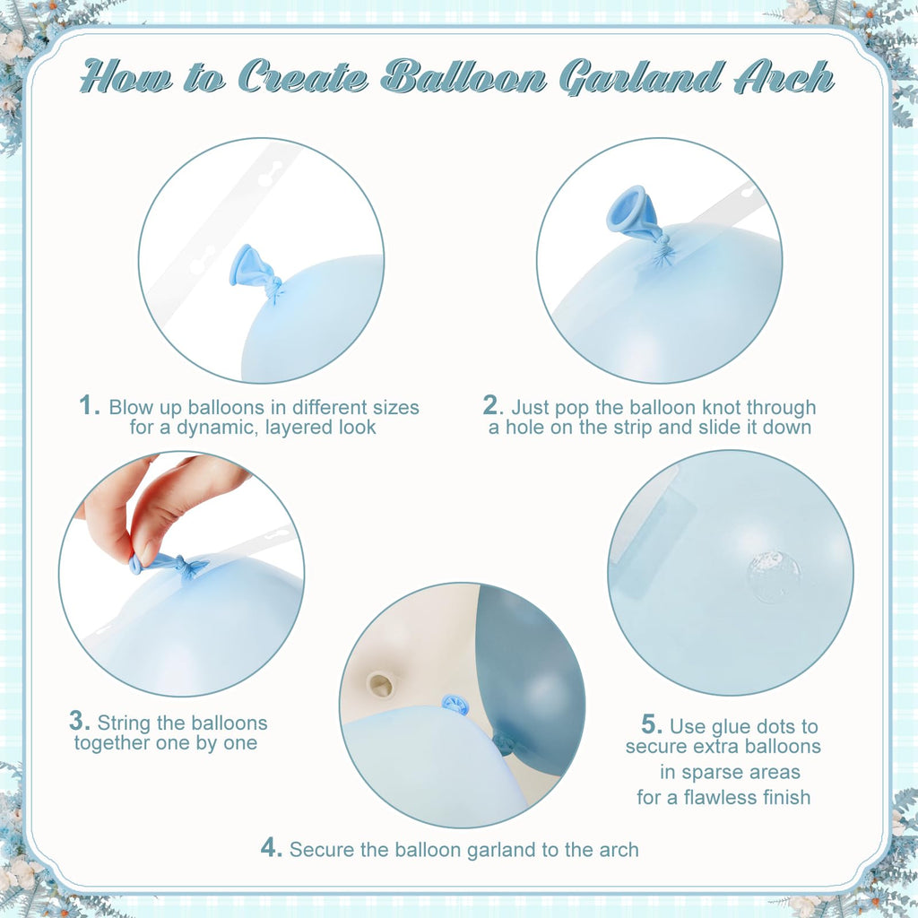 Dusty Blue Balloon Arch Kit 124Pcs - CROSSFINGERS Blue and White Balloon Garland for Baby Shower Bridal Shower Birthday