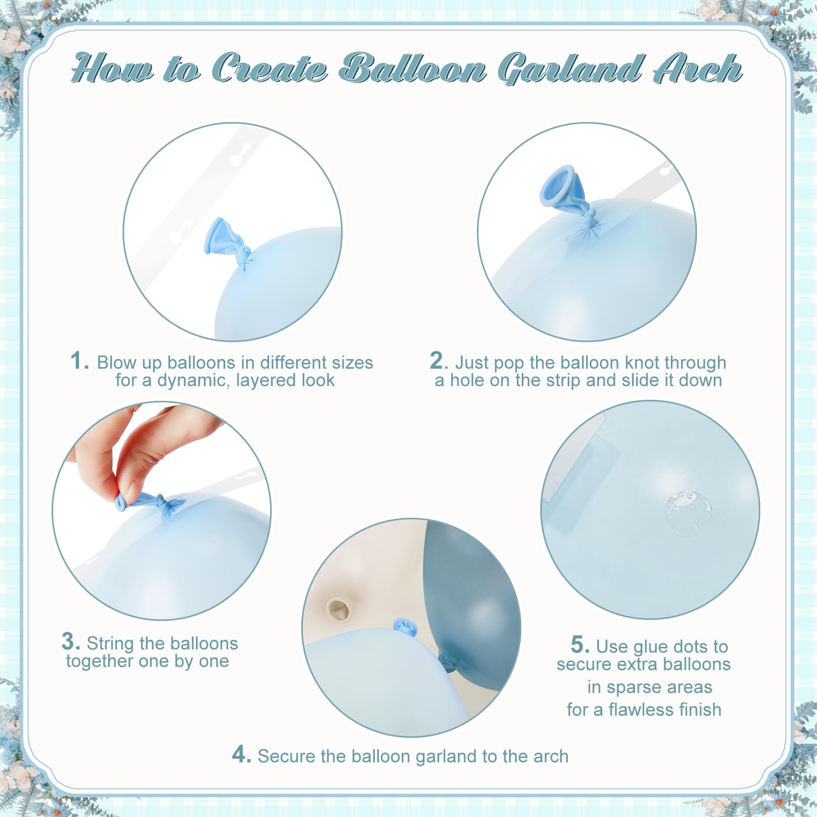 Dusty Blue Balloon Arch Kit 124Pcs - CROSSFINGERS Blue and White Balloon Garland for Baby Shower Bridal Shower Birthday