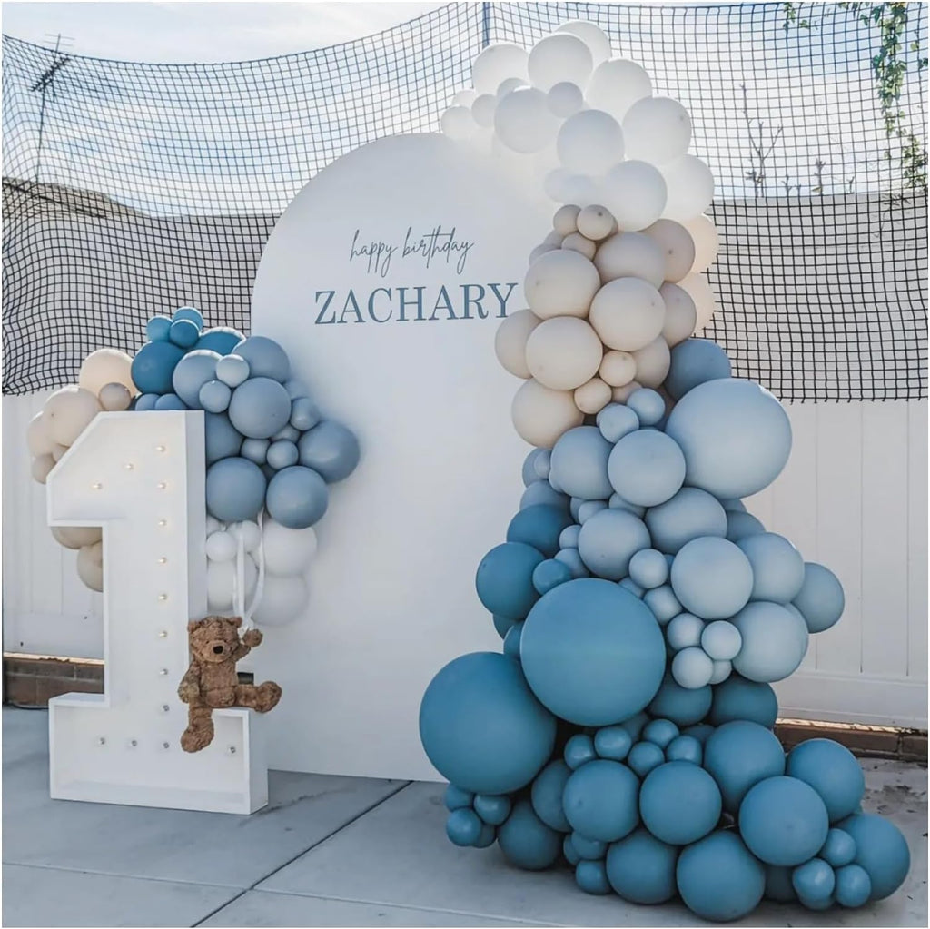 Dusty Blue Balloon Garland Kit - 167pcs Arch Kit with Sand White & White Balloons for Baby Shower Wedding Birthday