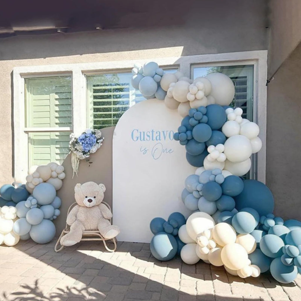 Dusty Blue Balloon Garland Kit - 167pcs Arch Kit with Sand White & White Balloons for Baby Shower Wedding Birthday