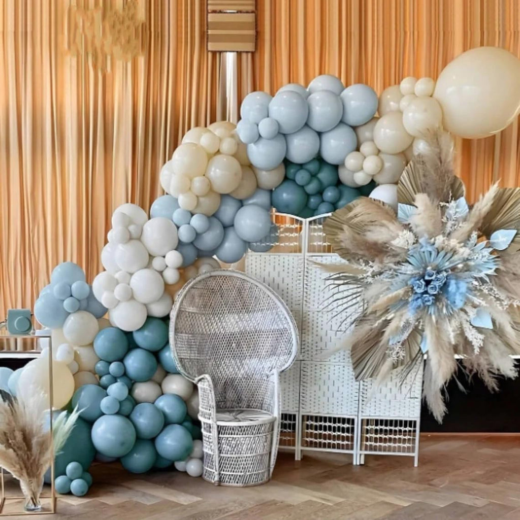 Dusty Blue Balloon Garland Kit - 167pcs Arch Kit with Sand White & White Balloons for Baby Shower Wedding Birthday