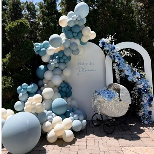 Dusty Blue Balloon Garland Kit – 125 Balloons with Arch Supplies for Baby Shower, Wedding & Birthday Decor