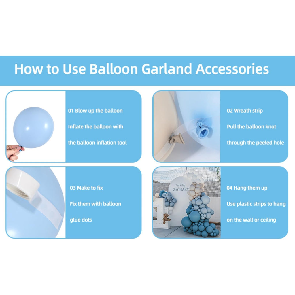 Dusty Blue Balloon Garland Kit – 125 Balloons with Arch Supplies for Baby Shower, Wedding & Birthday Decor