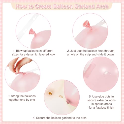 Dusty Pink Balloon Arch Kit 124 Pieces - CROSSFINGERS Boho Pink White Balloon Garland for Baby Shower Birthday Wedding