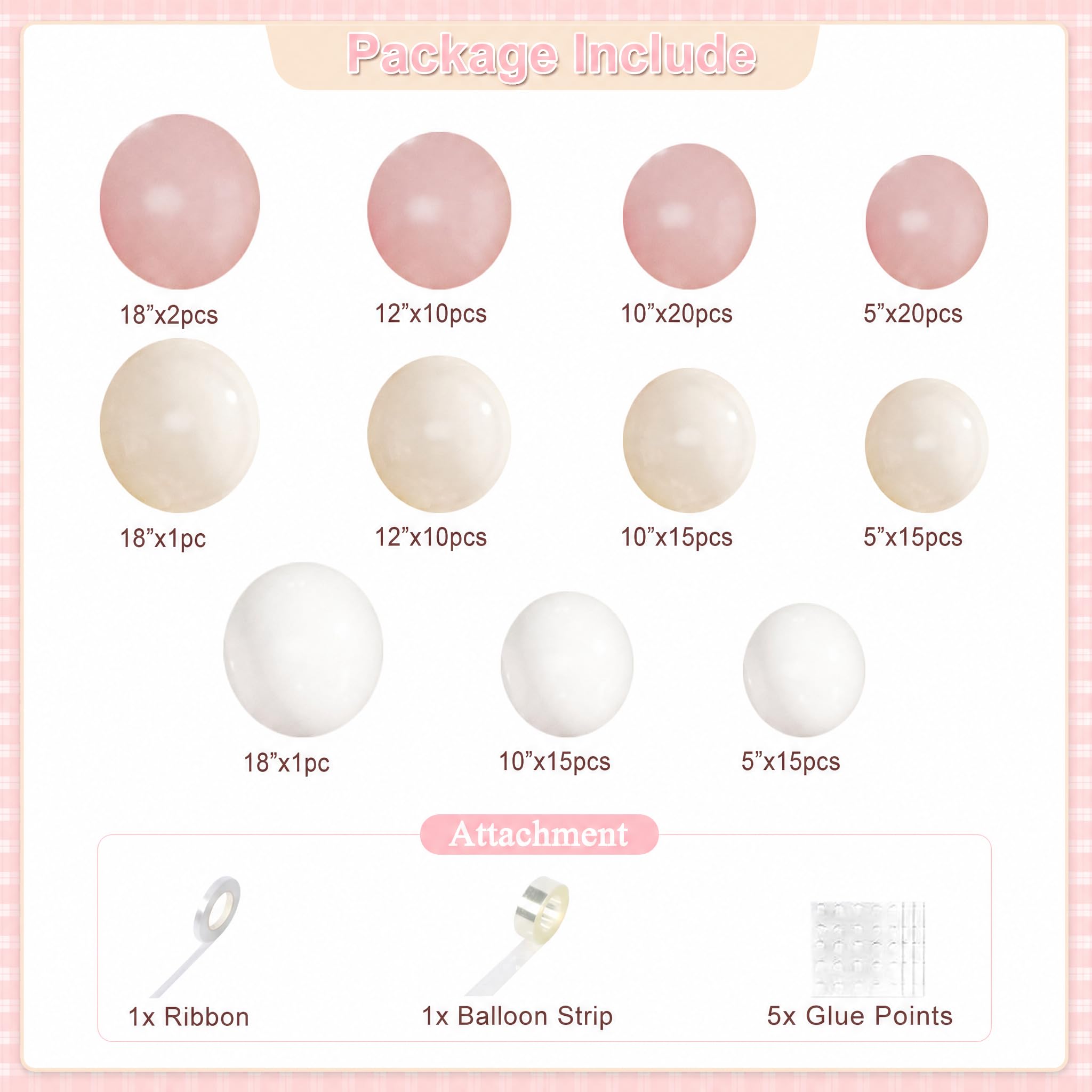 Dusty Pink Balloon Arch Kit 124 Pieces - CROSSFINGERS Boho Pink White Balloon Garland for Baby Shower Birthday Wedding