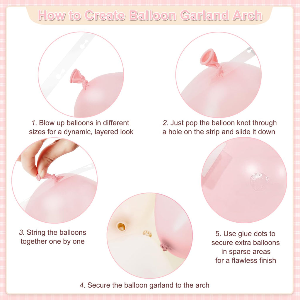 Dusty Pink Balloon Arch Kit 124 Pieces - CROSSFINGERS Boho Pink White Balloon Garland for Baby Shower Birthday Wedding
