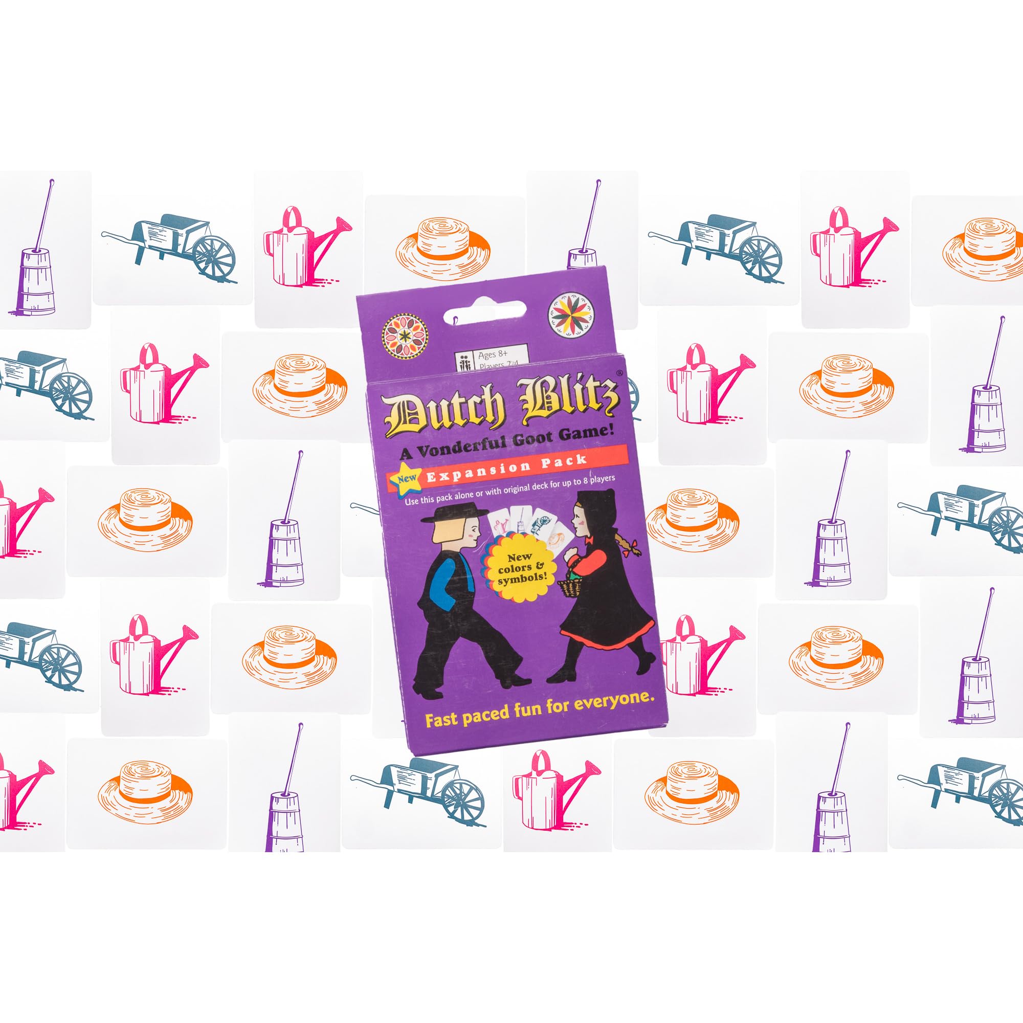 Dutch Blitz Purple Expansion Pack – 4 New Colors, Standalone or Combined Play for 2-8 Players, Fast-Paced Card Game for Ages 8+