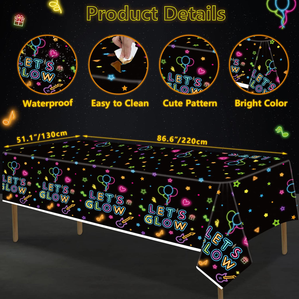 Dvaorc 238-Piece Neon Party Supplies Set – Glow Tableware, Balloons, Banner, Cake Toppers for Blacklight Birthday Decorations (Serves 20)