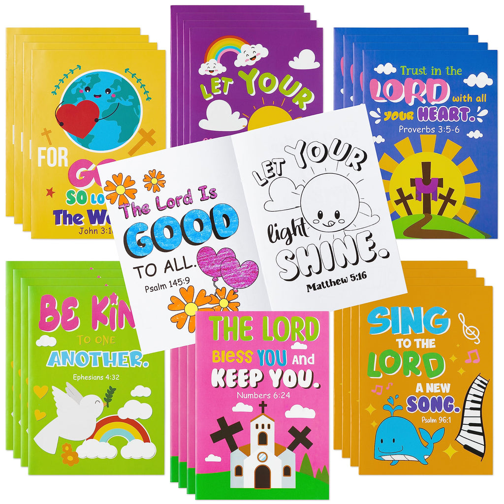 Dvbonike 24-Pack Bible Coloring Books for Kids – Religious Theme, 6 Cover Designs, Double-Sided Pages