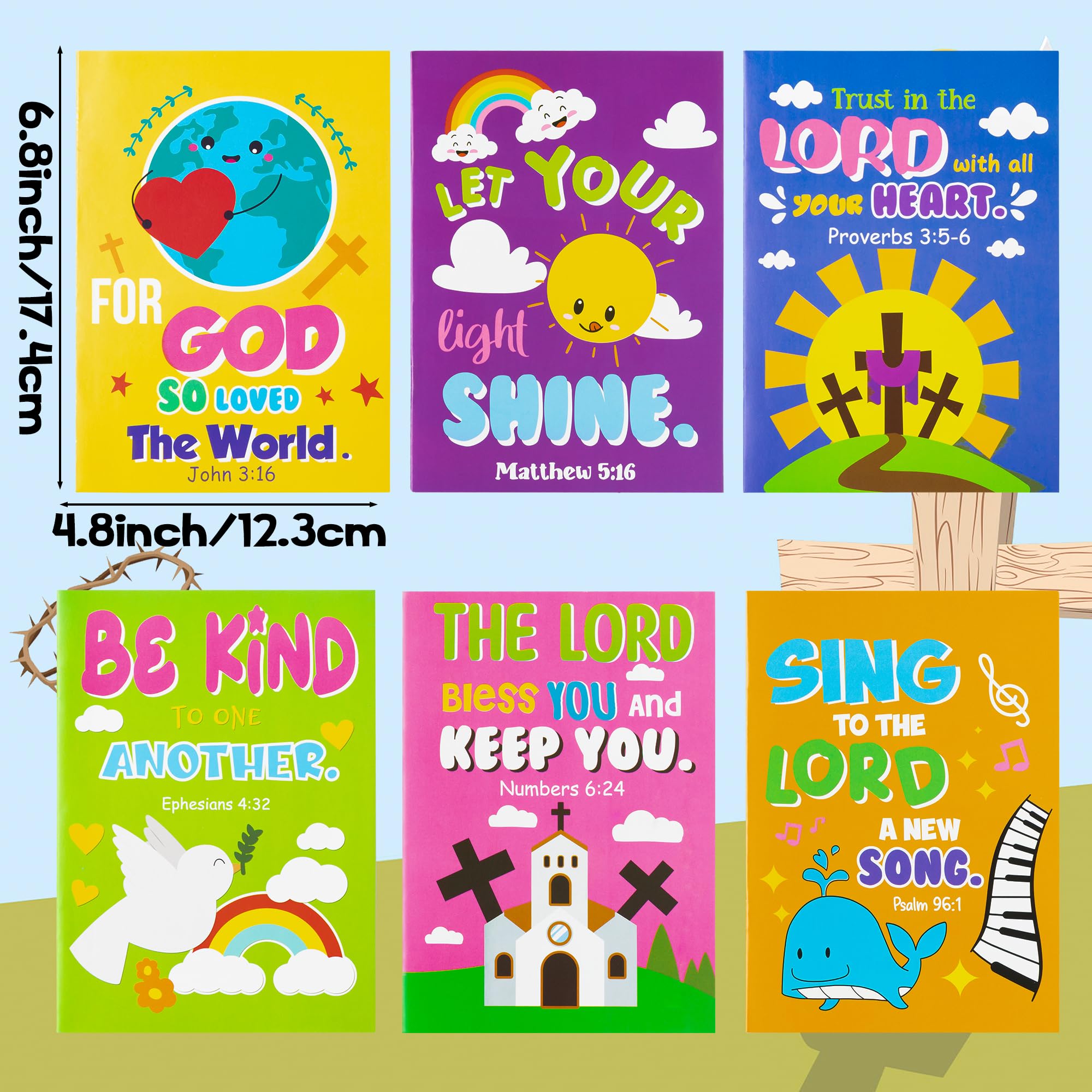 Dvbonike 24-Pack Bible Coloring Books for Kids – Religious Theme, 6 Cover Designs, Double-Sided Pages