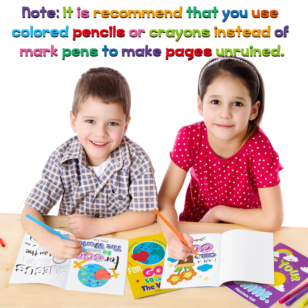 Dvbonike 24-Pack Bible Coloring Books for Kids – Religious Theme, 6 Cover Designs, Double-Sided Pages