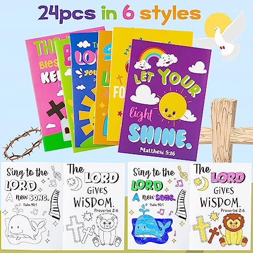 Dvbonike 24-Pack Bible Coloring Books for Kids – Religious Theme, 6 Cover Designs, Double-Sided Pages