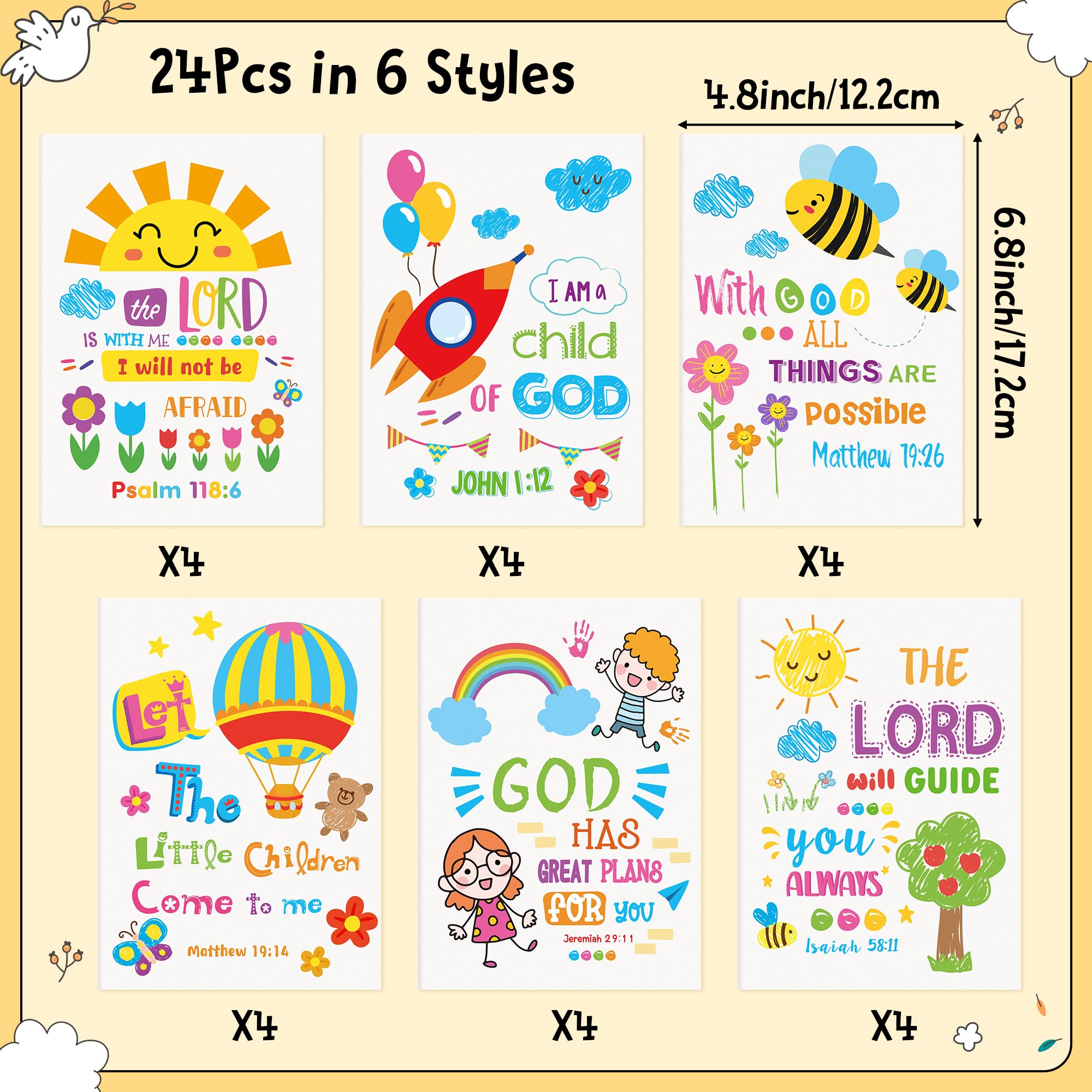 Dvbonike 24-Pack Bible Verse Coloring Books for Kids | Sunday School Activities | Religious DIY Art