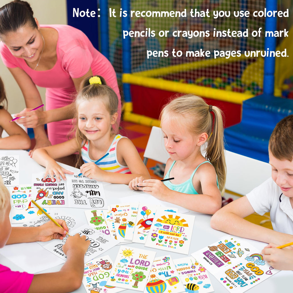Dvbonike 24-Pack Bible Verse Coloring Books for Kids | Sunday School Activities | Religious DIY Art