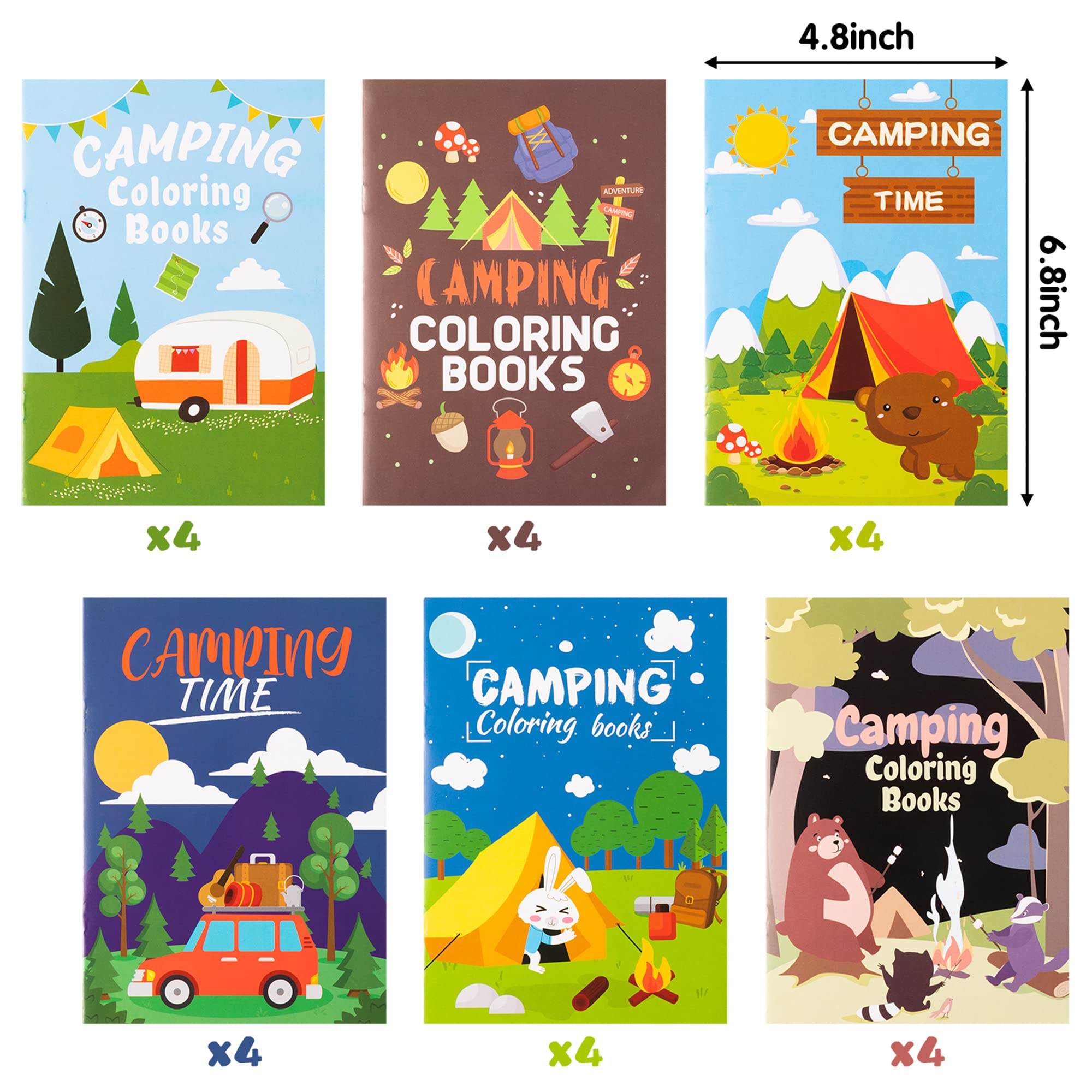 Dvbonike 24-Pack Camping Coloring Books for Kids – A5 Adventure Theme Party Favors