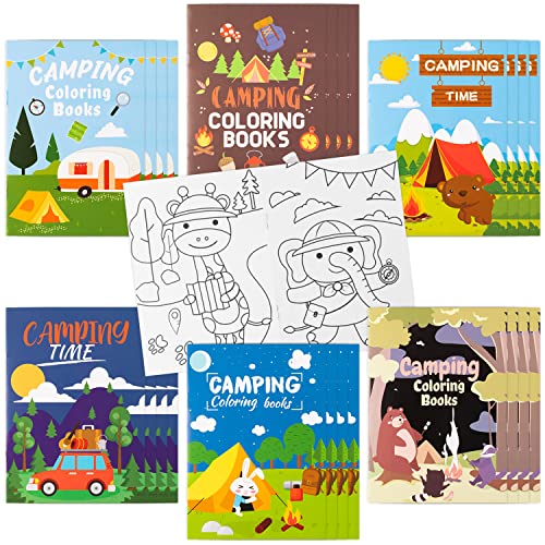 Dvbonike 24-Pack Camping Coloring Books for Kids – A5 Adventure Theme Party Favors