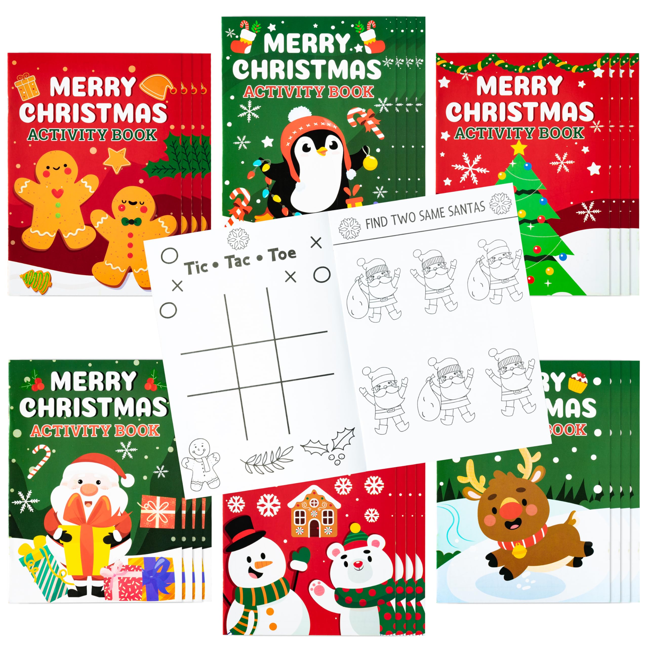 Dvbonike 24-Pack Christmas Activity Books for Kids – Mini Coloring & Games Bulk Set