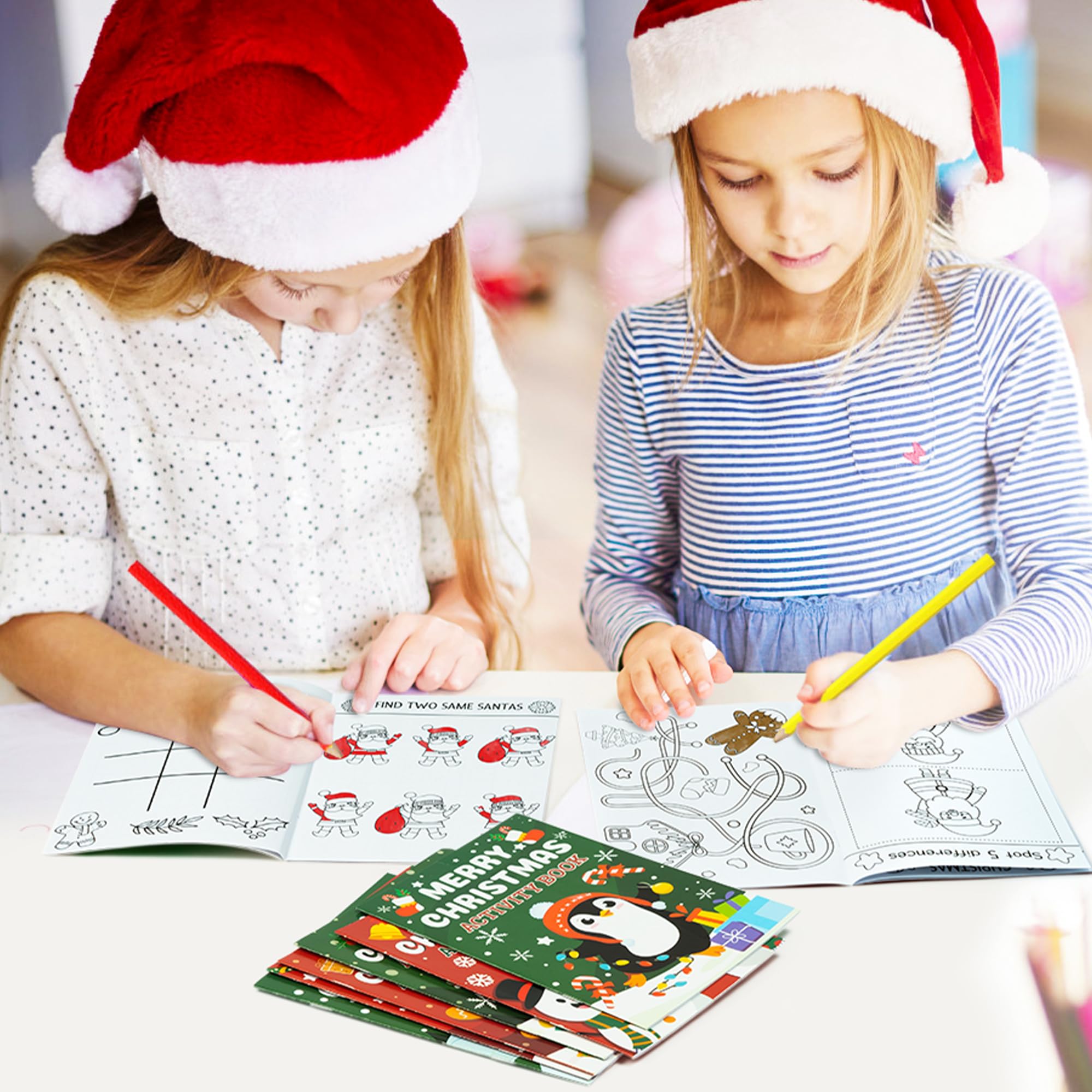 Dvbonike 24-Pack Christmas Activity Books for Kids – Mini Coloring & Games Bulk Set