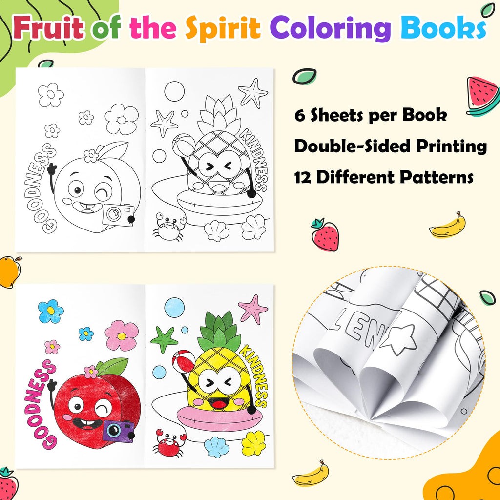 Dvbonike 24-Pack Fruit of the Spirit Coloring Books for Kids – Christian Sunday School Activities & Classroom Rewards