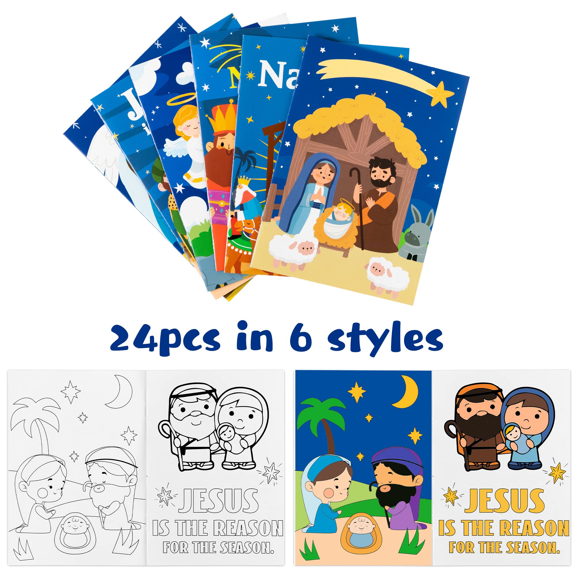 Dvbonike 24-Pack Nativity Coloring Books for Kids - Christian Religious Activity Set