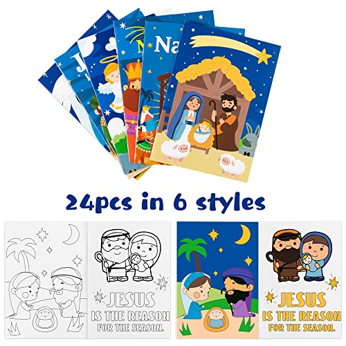 Dvbonike 24-Pack Nativity Coloring Books for Kids - Christian Religious Activity Set