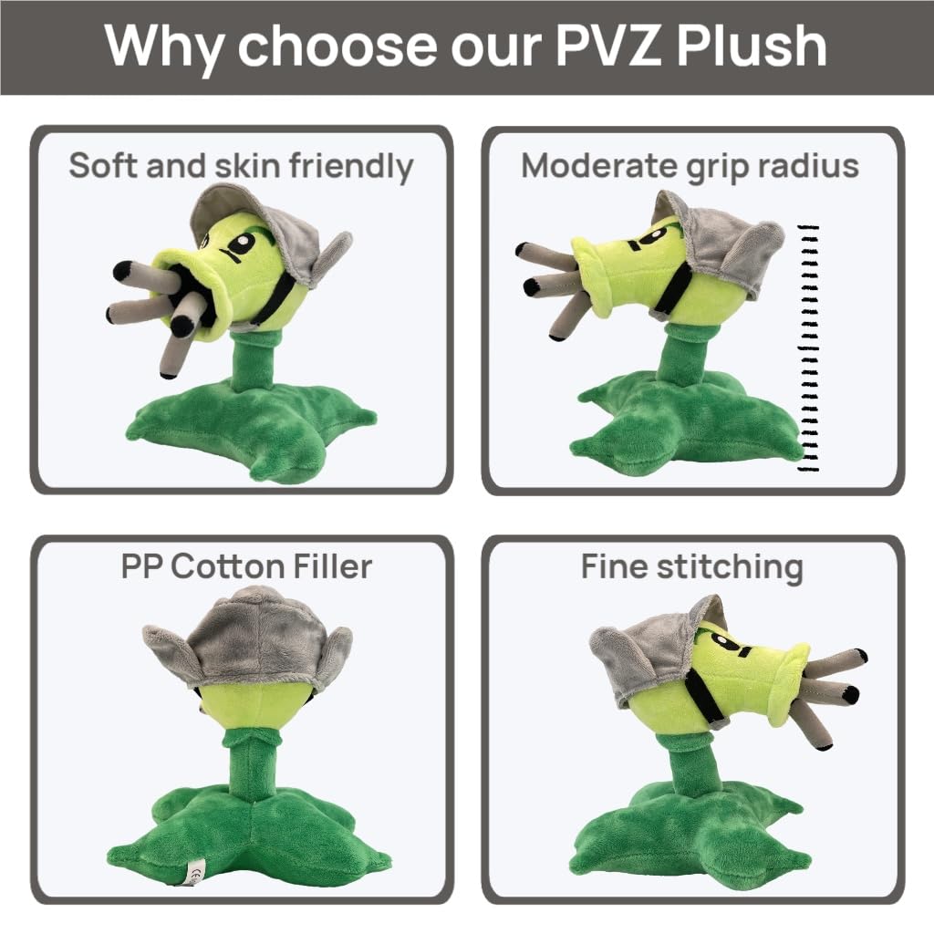 Dyharnsty Gatling Pea Plush - 8 Inch Plants vs Zombies Soft Toy