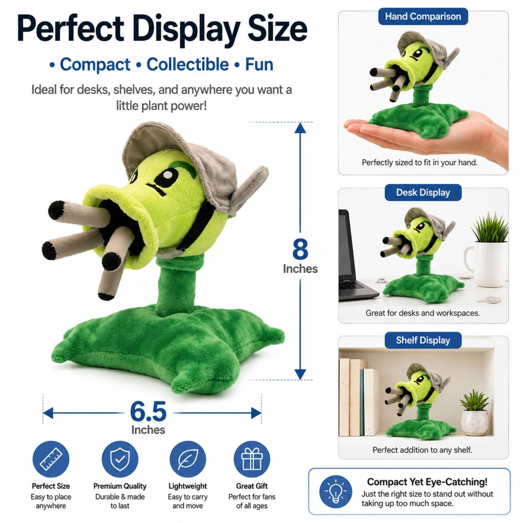 Dyharnsty Gatling Pea Plush - 8 Inch Plants vs Zombies Soft Toy
