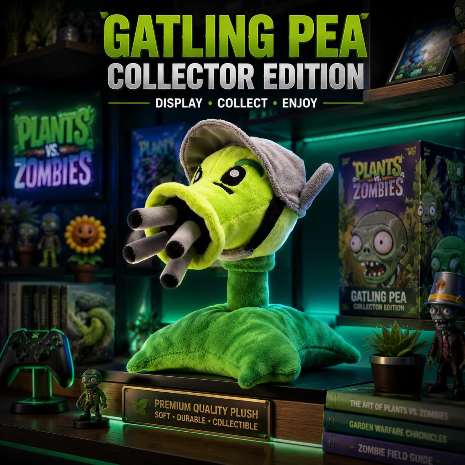 Dyharnsty Gatling Pea Plush - 8 Inch Plants vs Zombies Soft Toy