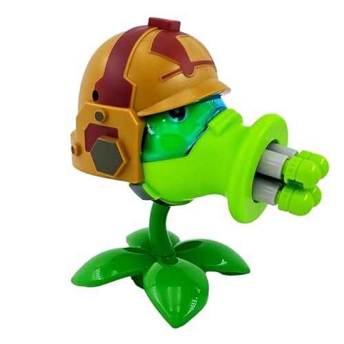 Dyharnsty Gatling Peashooter Action Figure - PVZ Toy with 4 Launchers, Eco-Friendly PVC, Water Resistant