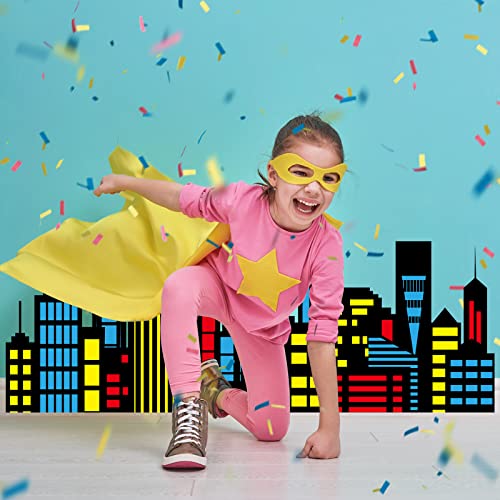 Eaasty City Skyline Backdrop 35.43 x 15.75 Inch - Black Cardboard Standing Card for Birthday, Graduation Party Decorations