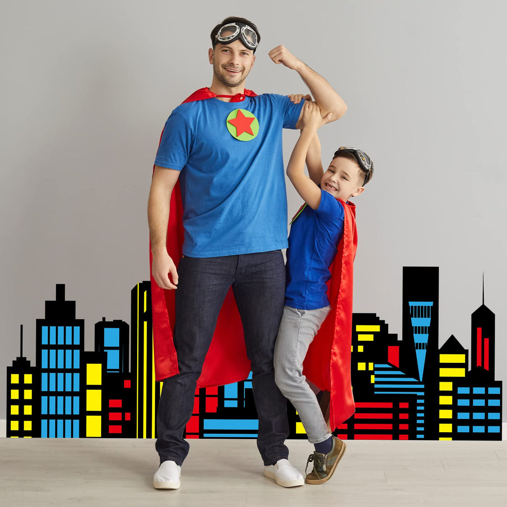 Eaasty City Skyline Backdrop 35.43 x 15.75 Inch - Black Cardboard Standing Card for Birthday, Graduation Party Decorations