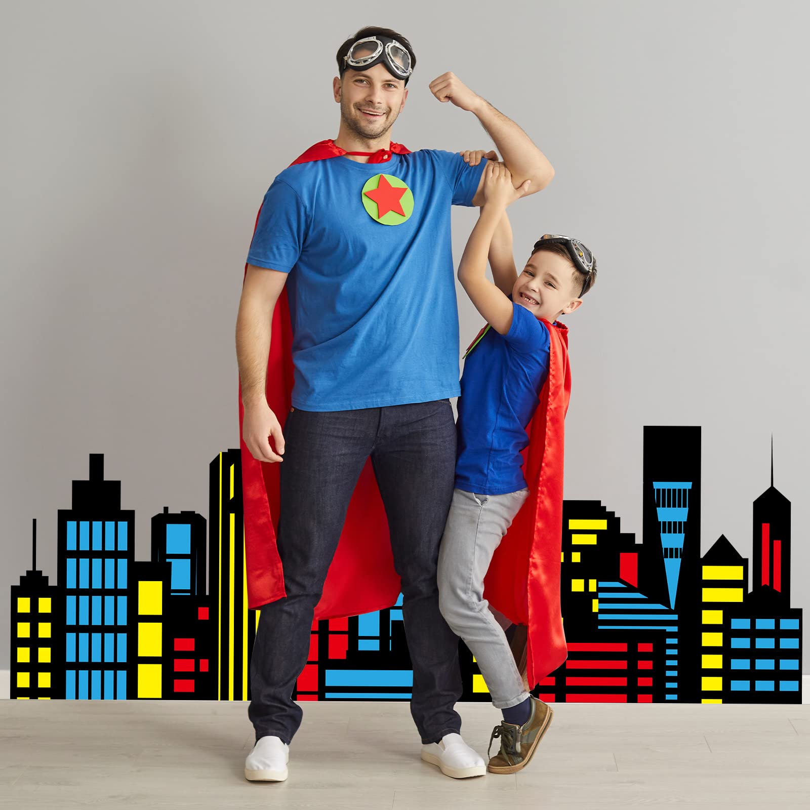 Eaasty City Skyline Backdrop 35.43 x 15.75 Inch - Black Cardboard Standing Card for Birthday, Graduation Party Decorations