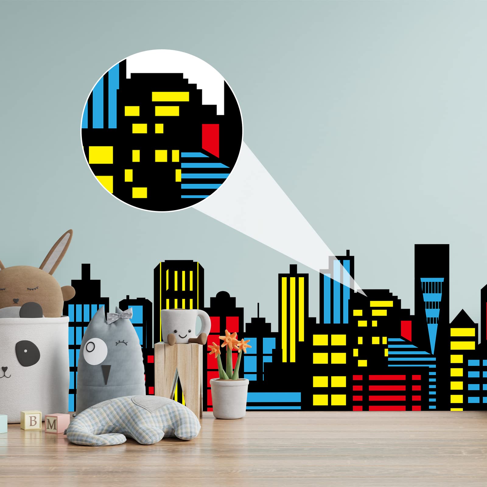 Eaasty City Skyline Backdrop 35.43 x 15.75 Inch - Black Cardboard Standing Card for Birthday, Graduation Party Decorations