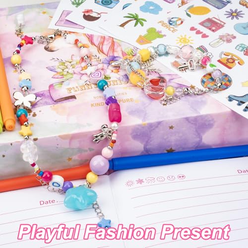 EABUY Diary for Girls with Lock and Keys – Plush Butterfly Notebook, A5, 160 Pages, Gift Set with Pens and Stickers (Pink Butterfly)