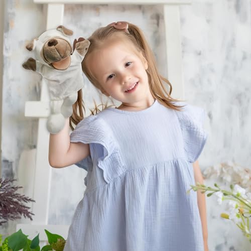 Easfan Puppy Hand Puppet - 12.5" Soft Plush with Movable Mouth, Machine Washable Interactive Storytelling Toy for Toddlers Kids