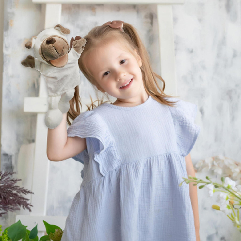 Easfan Puppy Hand Puppet - 12.5" Soft Plush with Movable Mouth, Machine Washable Interactive Storytelling Toy for Toddlers Kids