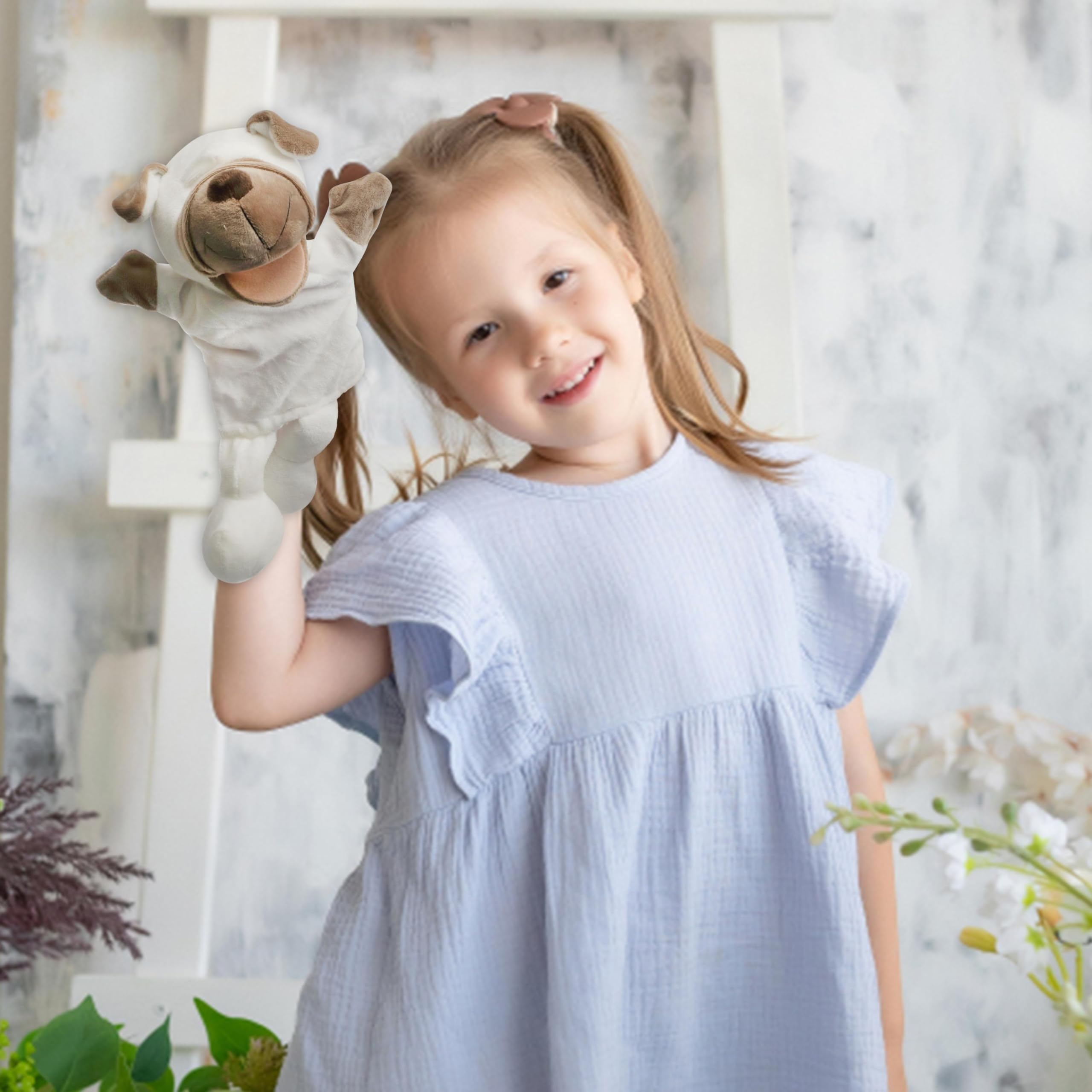 Easfan Puppy Hand Puppet - 12.5" Soft Plush with Movable Mouth, Machine Washable Interactive Storytelling Toy for Toddlers Kids
