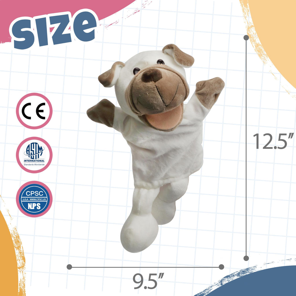 Easfan Puppy Hand Puppet - 12.5" Soft Plush with Movable Mouth, Machine Washable Interactive Storytelling Toy for Toddlers Kids
