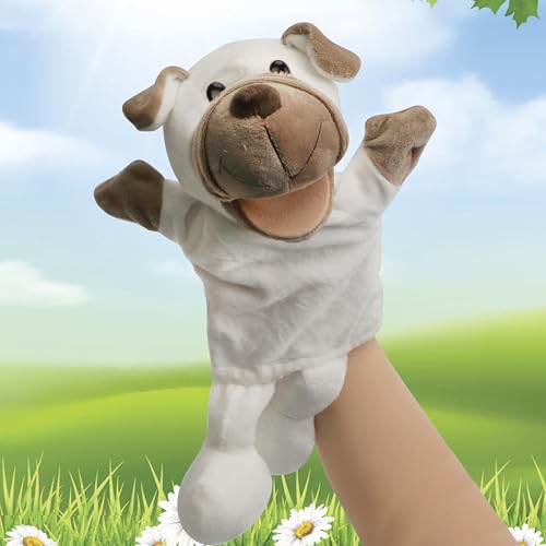 Easfan Puppy Hand Puppet - 12.5" Soft Plush with Movable Mouth, Machine Washable Interactive Storytelling Toy for Toddlers Kids