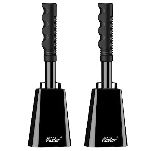 Eastar Cow Bell with Handle 2 Pack – Large 10 Inch Cheering Bells for Sporting Events, Black