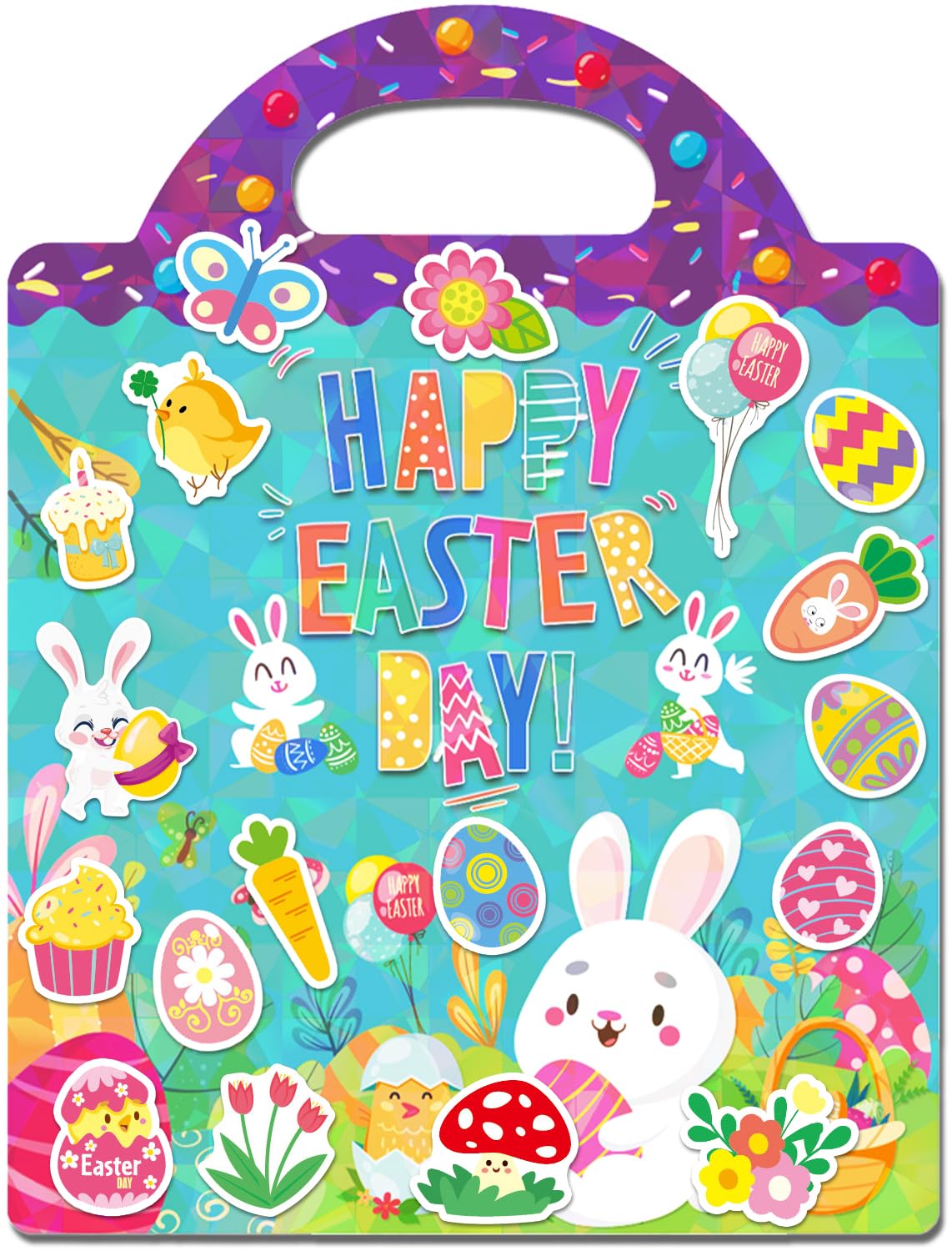 Easter Reusable Sticker Book for Kids 3-6 – 114 PVC Stickers, Portable Travel Toy for Boys & Girls (A)