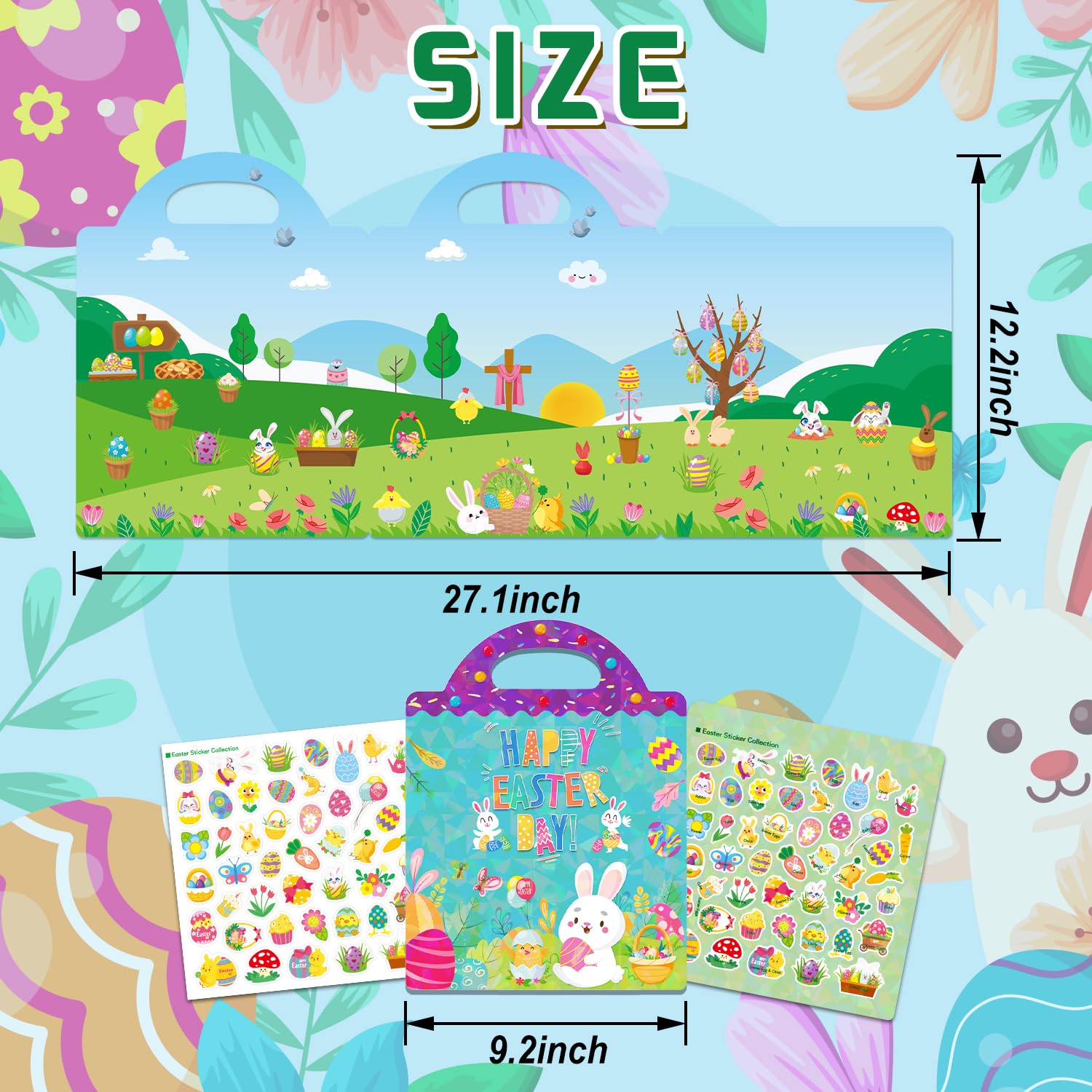 Easter Reusable Sticker Book for Kids 3-6 – 114 PVC Stickers, Portable Travel Toy for Boys & Girls (A)