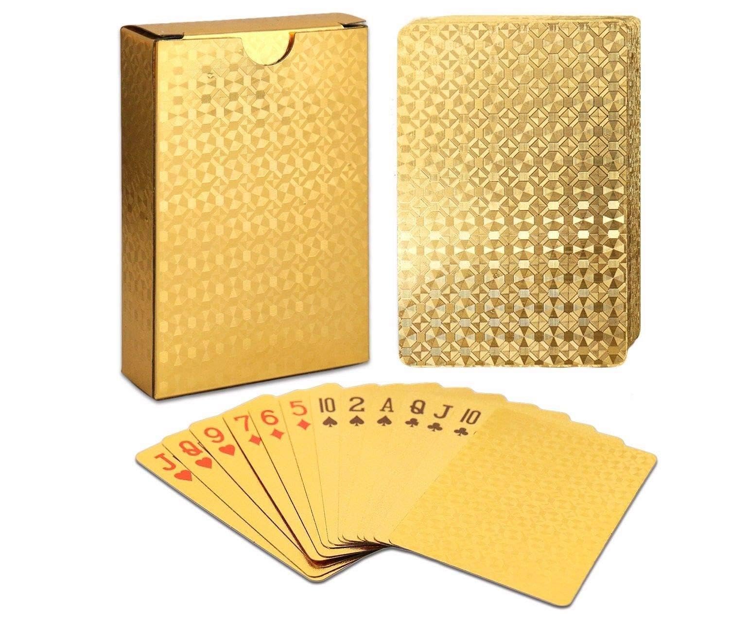 EAY Gold Waterproof Playing Cards – 2 Deck Set, Flexible & Washable Poker Cards