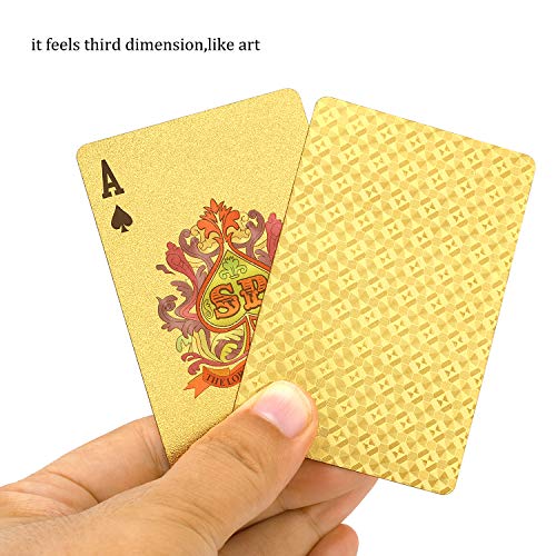 EAY Gold Waterproof Playing Cards – 2 Deck Set, Flexible & Washable Poker Cards