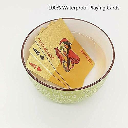 EAY Gold Waterproof Playing Cards – 2 Deck Set, Flexible & Washable Poker Cards