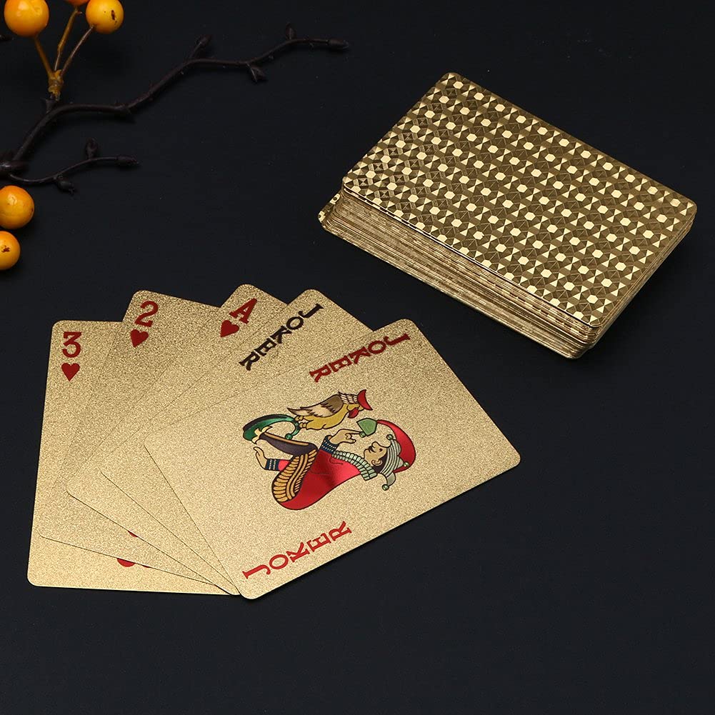 EAY Gold Waterproof Playing Cards – 2 Deck Set, Flexible & Washable Poker Cards