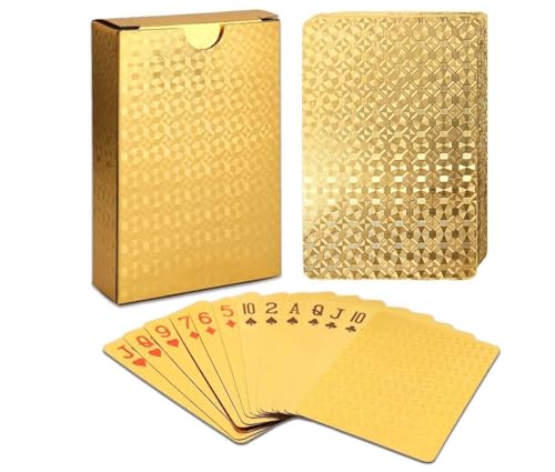 EAY Gold Waterproof Playing Cards – 2 Deck Set, Flexible & Washable Poker Cards