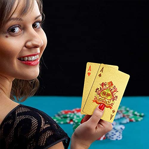 EAY Gold Waterproof Playing Cards – 2 Deck Set, Flexible & Washable Poker Cards