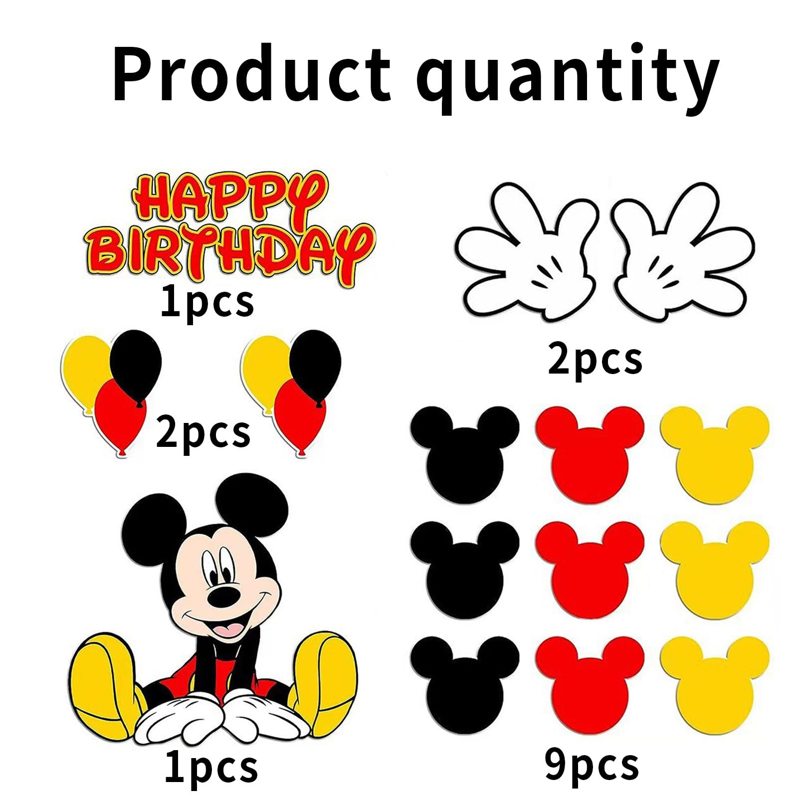 EBWHOLE 15-Pack Cute Mouse Cake Toppers for Birthday Party Decorations - Non-Edible Cardboard Cupcake Toppers