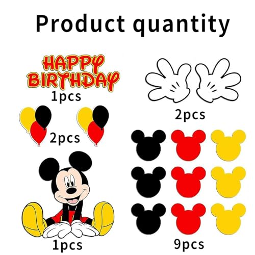 EBWHOLE 15-Pack Cute Mouse Cake Toppers for Birthday Party Decorations - Non-Edible Cardboard Cupcake Toppers